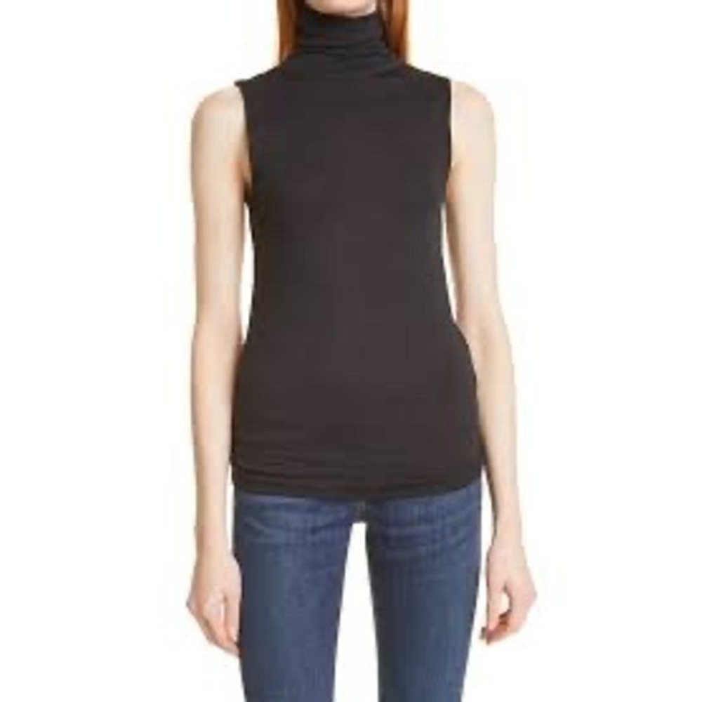 Club Monaco Black Wool Cashmere Blend Sleeveless Turtleneck Top Size M‎ NEW